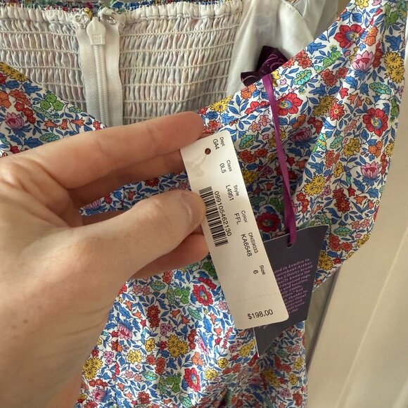 J. Crew Liberty London Ruffle Floral NWT Size 6 Color Blue White - Picture 3 of 5